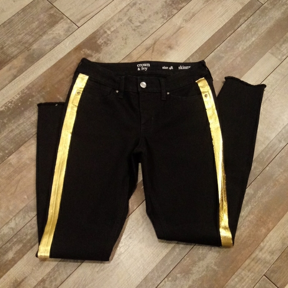 Crown & Ivy Metallic Skinny Jeans Size 4R - Picture 2 of 8